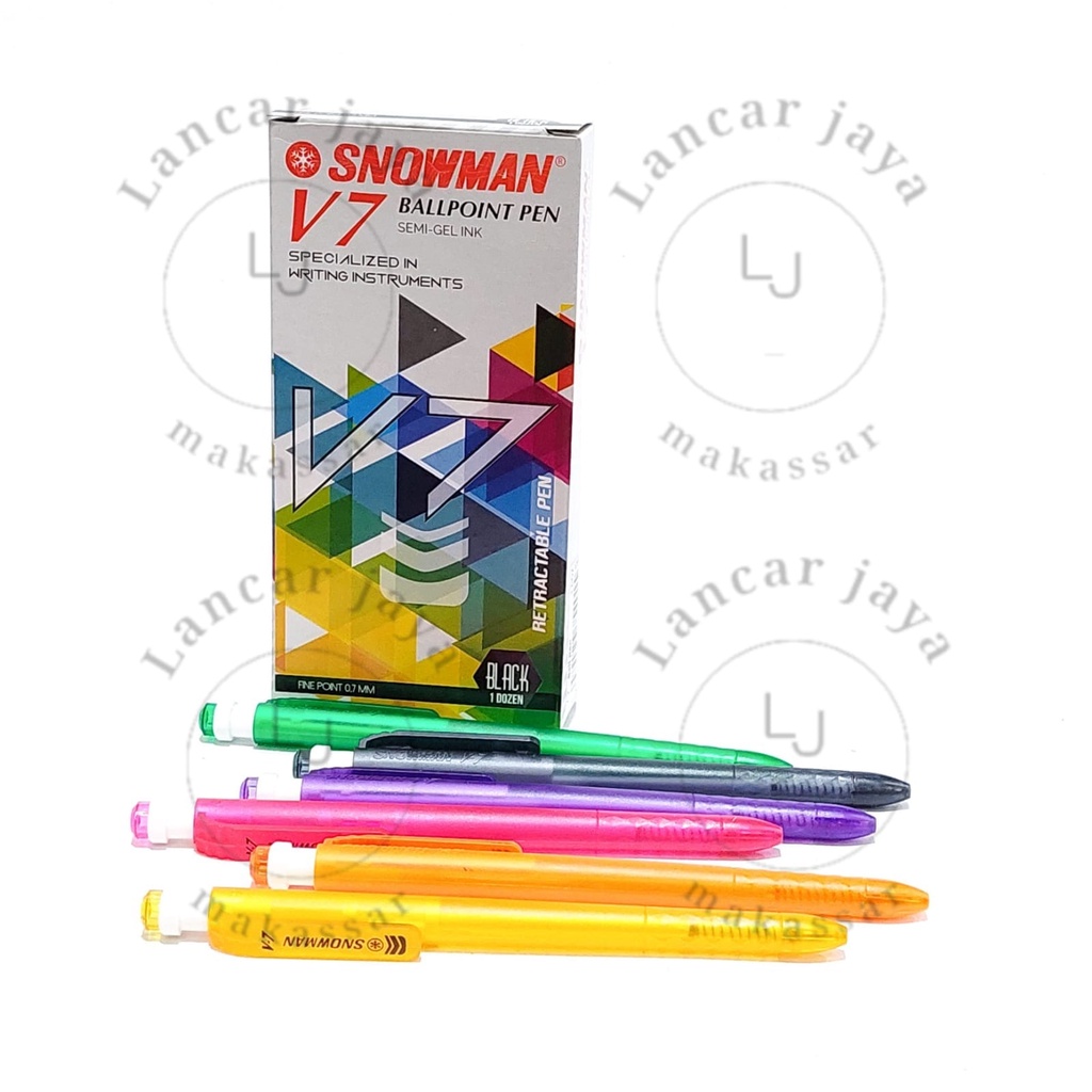 

[1 BOX / 12 PCS] Ballpoint Pulpen Snowman V7 Semi-gel ink 0.7mm