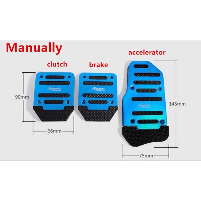 Set Biru Cover Pedal Manual Mobil Gas Rem Kopling Mobil Pijakan Kaki Manual