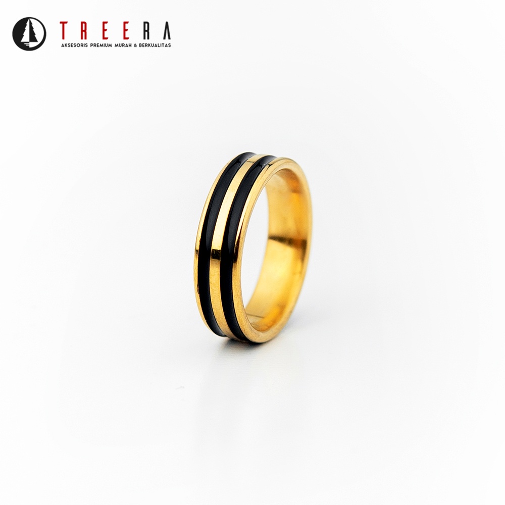 Treera Athena Cincin Pria Titanium Hitam Keren Modern Original Premium