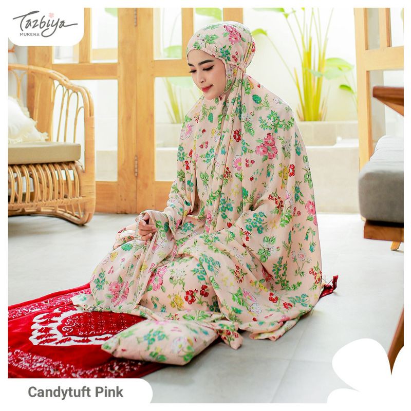 Mukena Tazbiya Candytuft Series Allsize Jumbo Dewasa Katun Rayon Motif