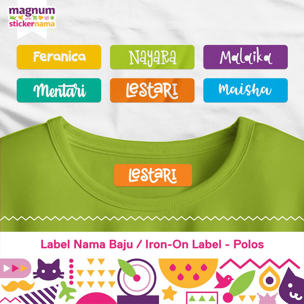 Label Nama Baju, Label Nama Kain, Label Setrika, Iron-On Label Polos