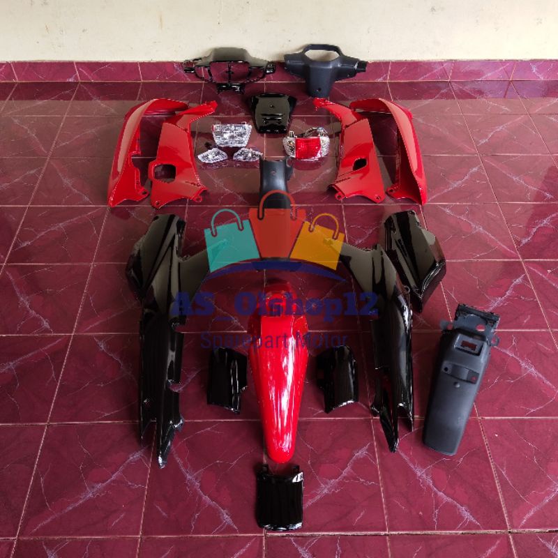 FULL BODY HALUS KASAR 1 SET LAMPU SUPRA X LAMA MERAH HITAM