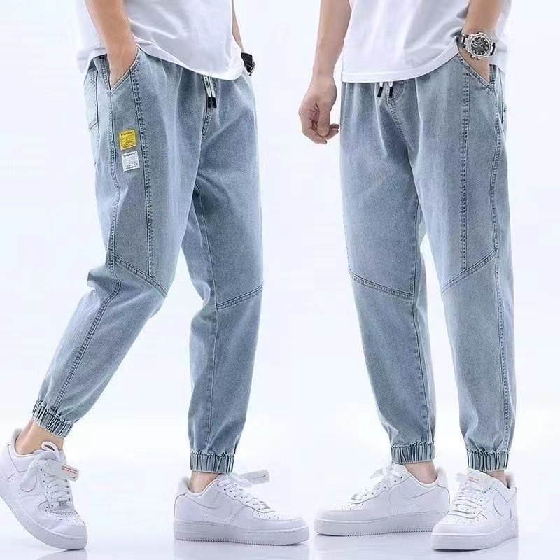 celana jeans pria korean style celana panjang pria biru straight loose jeans celana kulot celana sob