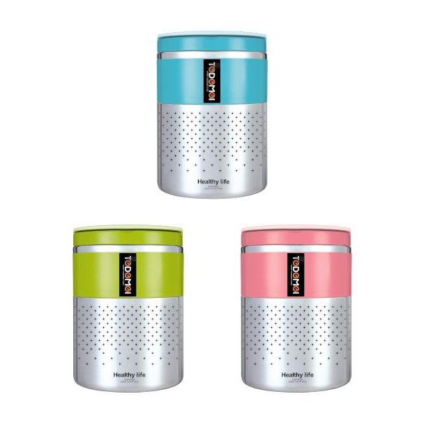 LUNCHBOX STAINLESS TEDEMEI 6551 PINK GREEN BLUE / RANTANG STAINLESS DUA SUSUN TEDEMEI 6551.