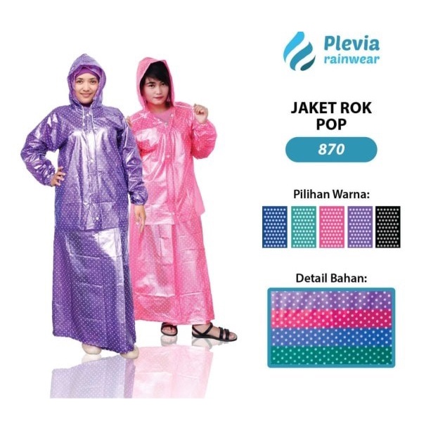 Jas Hujan Model Baju Rok Wanita Motif POLKADOT - Jas Hujan Rok Onde Merk Plevia 870