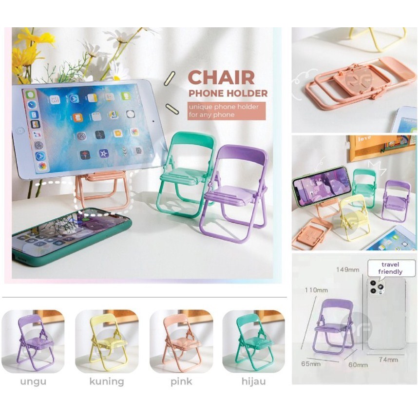 Stand Holder HP Model Kursi Macaron Standholder Handphone Bentuk Kursi Lipat Makaron Folded Chair Phoneholder Fold Folding