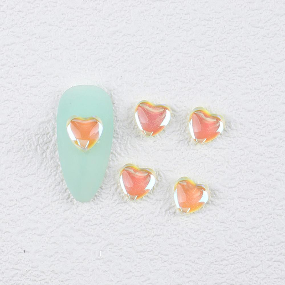 Rebuy 3D Nail Art Rhinestones Charms Flat Diamond Manicure Aksesoris Peach Jantung Nail Art Dekorasi