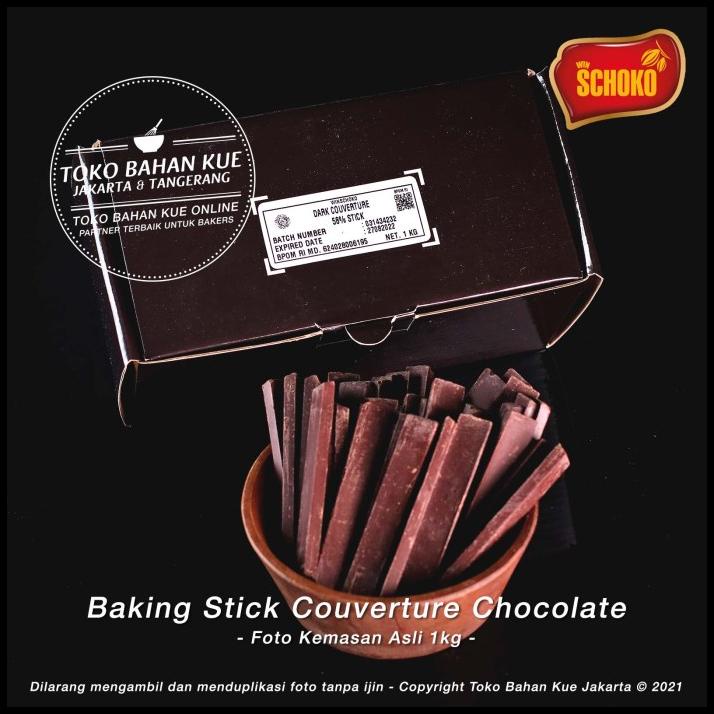 

Schoko Dark Chocolate Stick Couverture 58% 1Kg Cokelat Coklat Batons