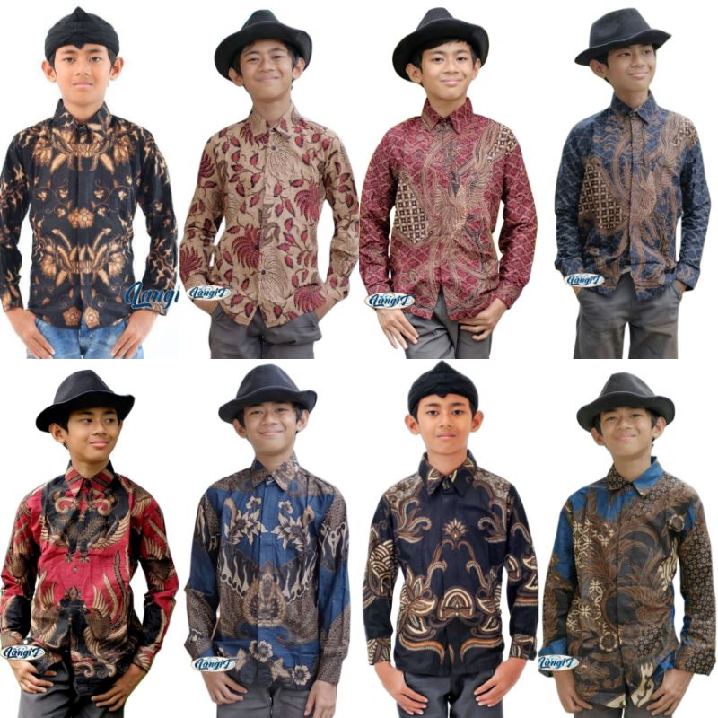 Baju batik anak laki-laki lengan panjang umur 2-13 tahun bisa buat sekolah hari batik