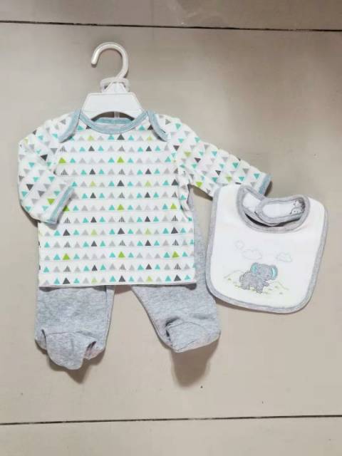 Baju bayi 3in1/ baju bayi plus slabber import/little me baby/ baju bayi lucu