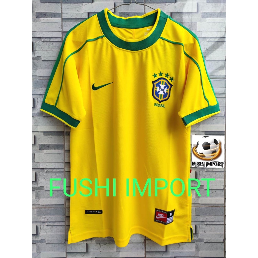 RETRO | Jersey Baju Bola Brasil Home 1998 Grade Ori