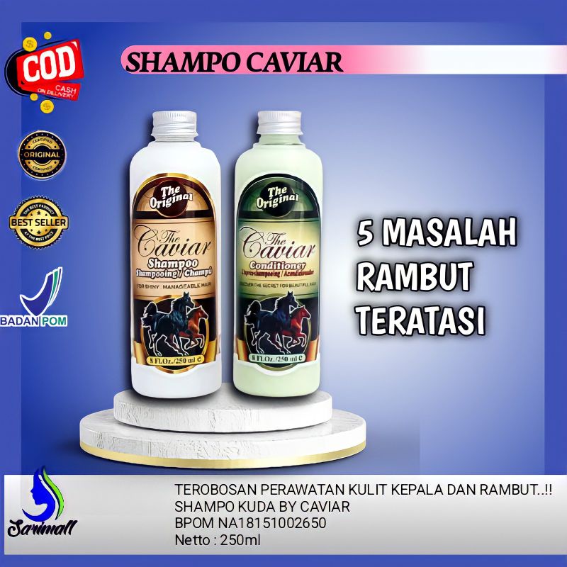 PENUMBUH RAMBUT PALING AMPUH ANTI RONTOK BOTAK PAKET THE CAVIAR 2 in 1 SHAMPOO + CONDITIONER BPOM