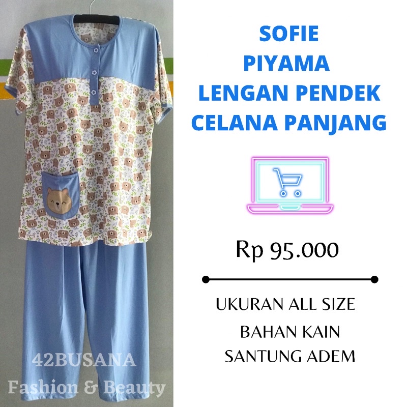 Sofie Piyama Lengan Pendek Celana Panjang | Baju Tidur