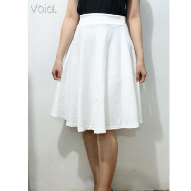 Rok Midi Flare Scuba JUMBO/Rok Pendek Wanita