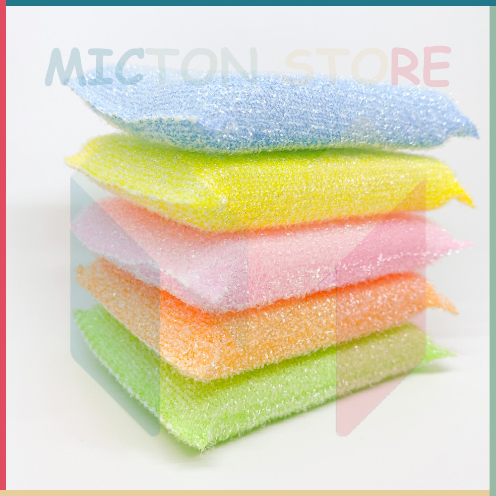 MICTON Sponge Cuci Piring Isi 1 Sikat Warna Warni Murah Original