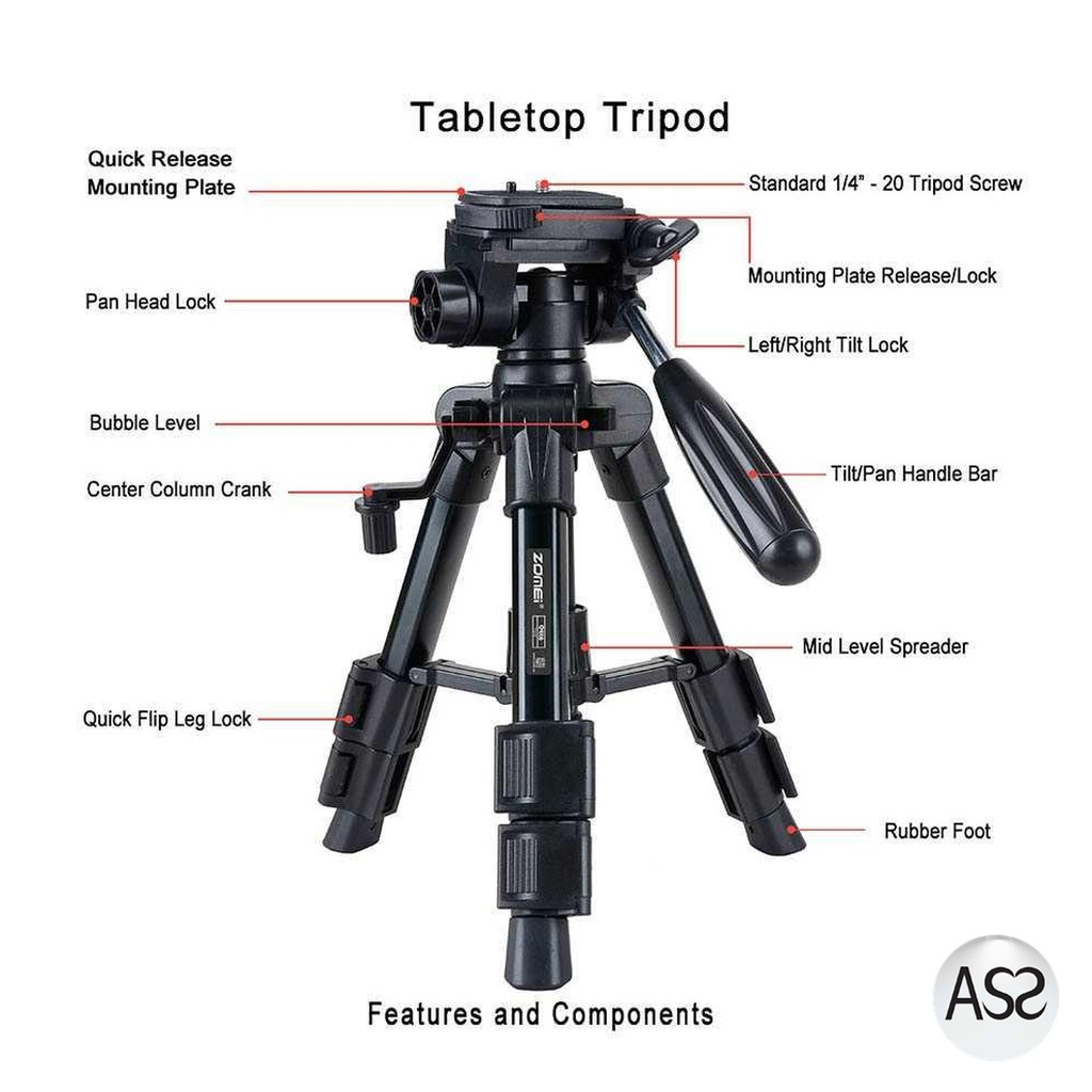 ASS Shop - Zomei Professional DSLR Tripod &amp; Ball Head - Q100