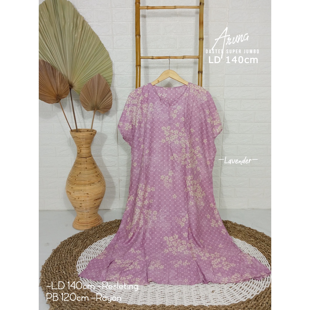 LD 140cm Daster Super Jumbo (42 Motif) (Part 2) dan  Daster Kaftan Viral LD 150cm Ruffle Big Size-Aruna Ungu