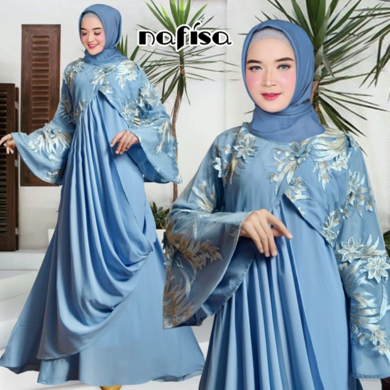 Baju Pesta Wanita Muslim Kondangan Brukat Mewah Elegan Gaun Muslimah Terbaru 2021 2022 Maxy Dress Ri
