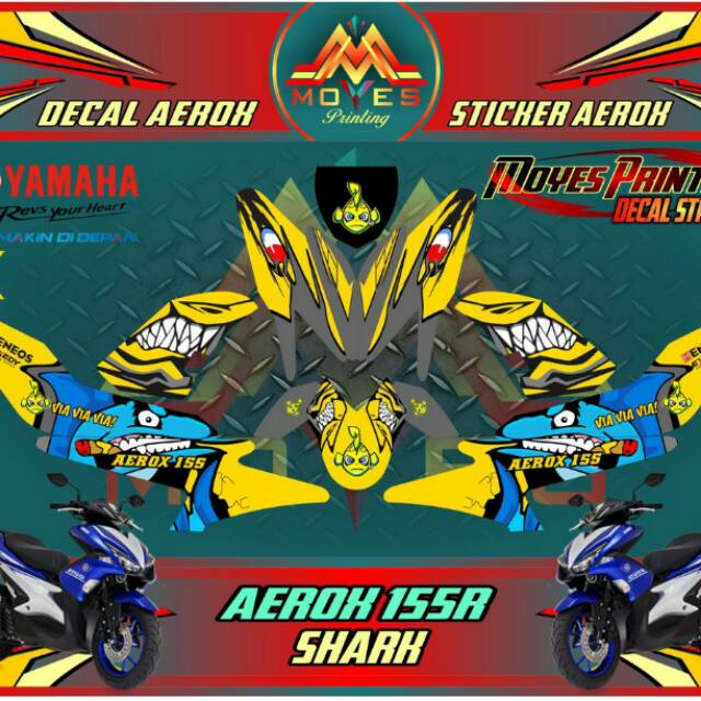 Sticker Yamaha aerox 155 Decal Motor yamaha aerox 155 Shark