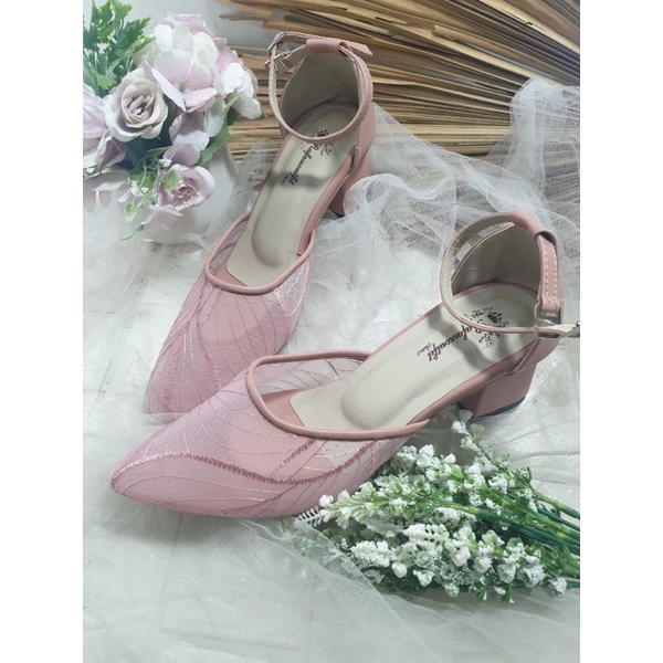 sepatu Emilia dustypink tali tinggi 5cm tahu