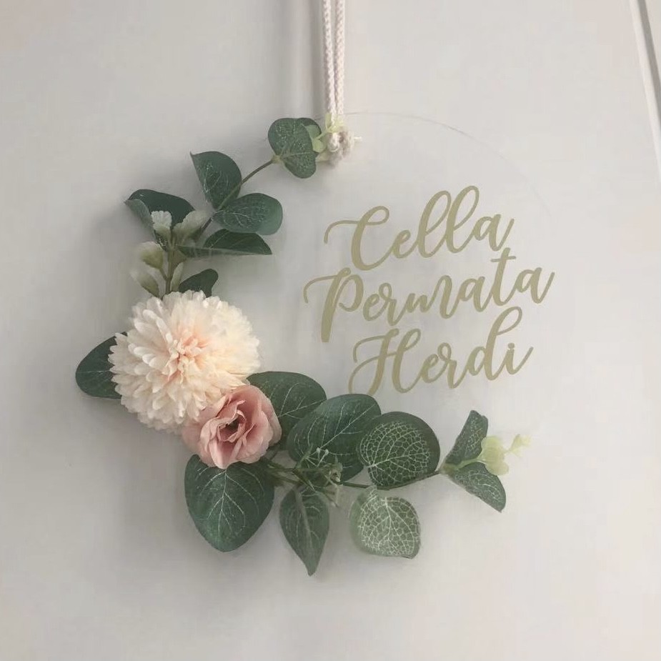Flower Acrylic Board Name akrilik bunga nama pajangan bagus kado hadiah mewah