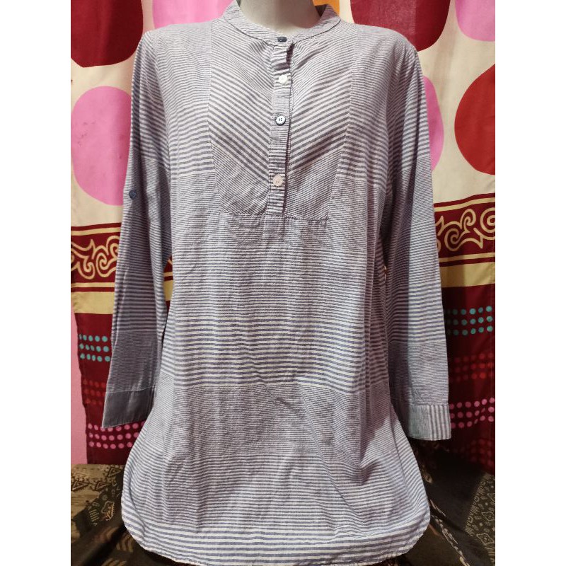 preloved atasan/blouse corniche free&free garis biru