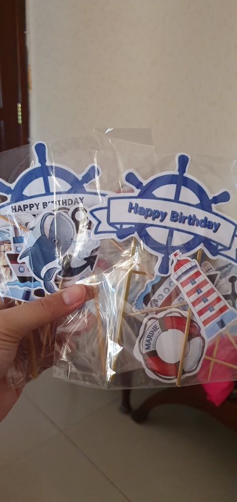 Topper Cake/cupcake Tambah Nama, Hiasan Kue Ulang Tahun, Motif Pelaut