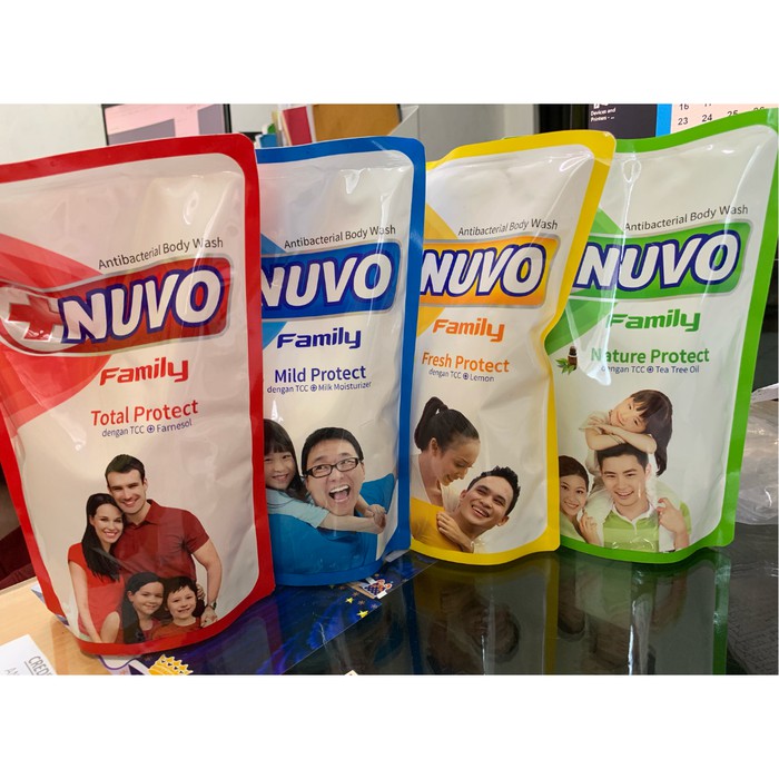 NUVO Family Mild Protect Antibacterial Body Wash 400ml Biru Sabun Cair 400 ml