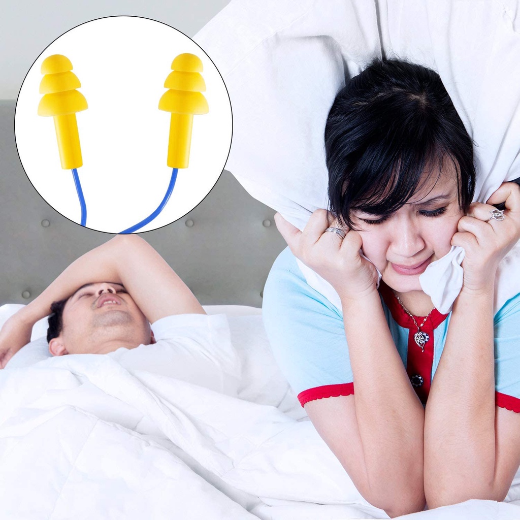 1 Pasang Earplugs Bahan Silikon Anti Bising Tahan Air Dengan Tali Untuk Berenang