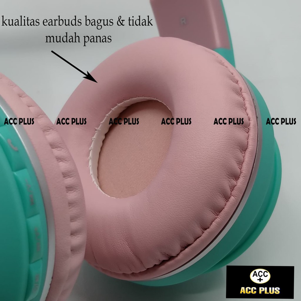 HEADPHONE BLUETOOTH LED - 031 Headset Bando Gaming cute Macaron Wireless Audio Stereo Super Bass