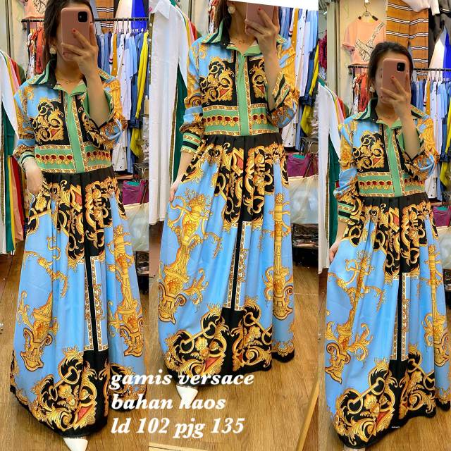 (Versace Premium) Long Dress Gamis Bahan Kaos Import