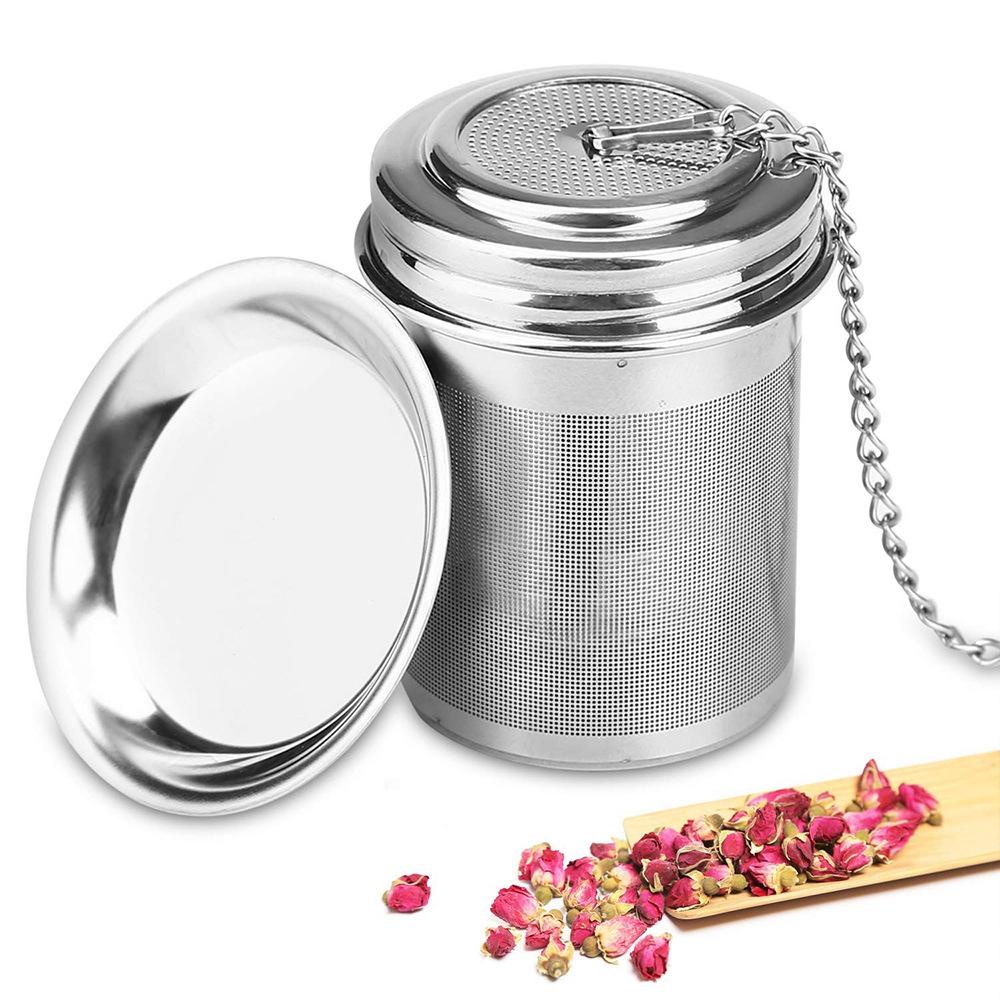 Infuser Teh Quinton18/8Stainless Steel Untuk Sambungan Ulir Daun Longgar Dengan Tutup Extra Fine Mesh Tea Ball Cooking Infuser