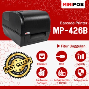 Printer Barcode Label MINIPOS MP-426B, Ribbon, Direct Thermal, Kabel USB, Murah