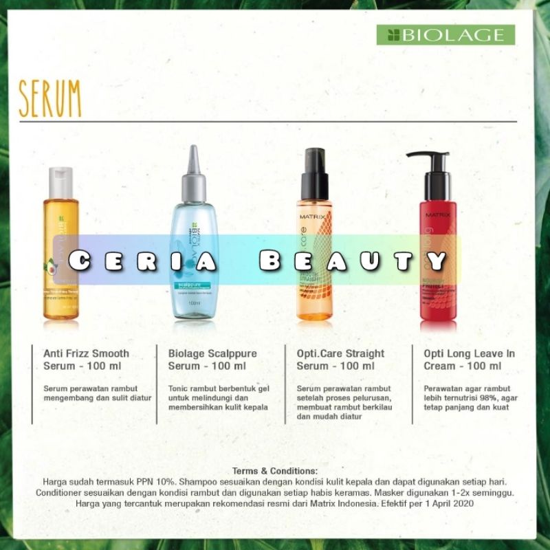 Matrix Biolage Deep Smooth Serum 100ml / Serum Vitamin Rambut 100ml