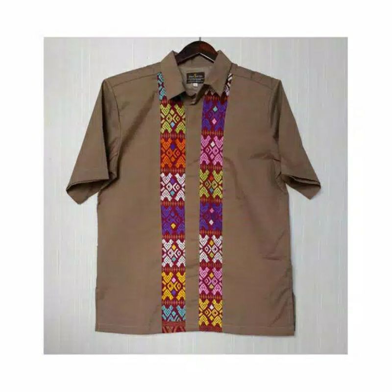 Kemeja Pria Tenun Polos modif Tenun Songket