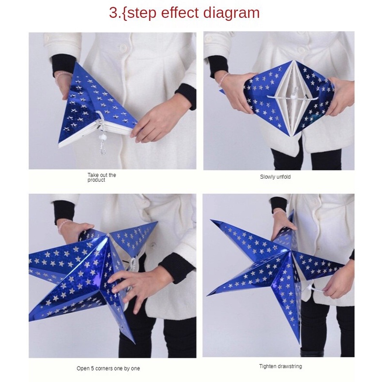 [ 30cm Xmas Five-pointed star Hanging Paper Decoration for Christmas Festival Home Party  Wedding Present ]