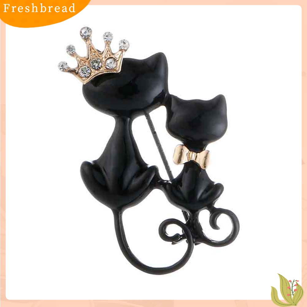 [ TERLARIS]Women Rhinestone Inlaid Cat Crown Brooch Pin Badge Clothes Decor Jewelry Gift