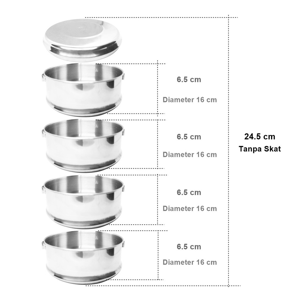 Maspion Rantang 4 Susun 16 cm Stainless