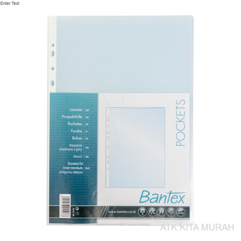 

Bantex Pocket Antiglare 20 Sheets 0.09mm thickness Folio 8045 08