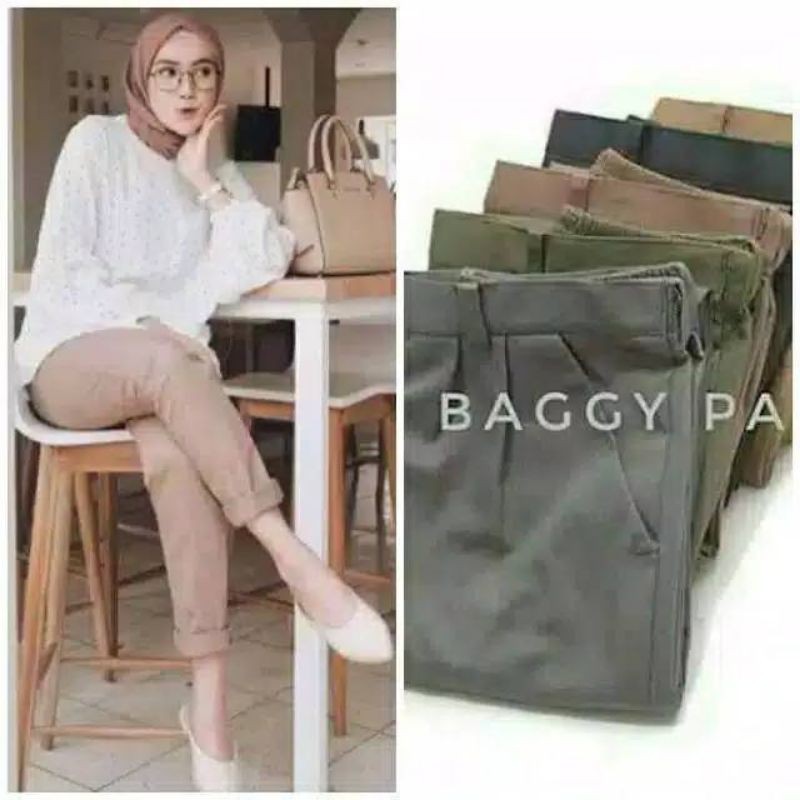 BAYAR DITEMPAT CELANA PANJANG WANITA BAGGY PANTS WANITA Latte nude hitam maroon ivory