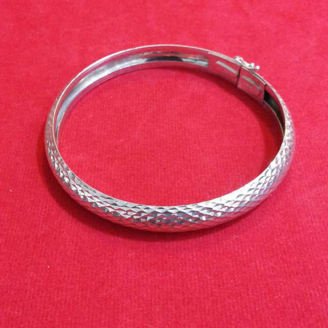 Ready Stok Gelang Bangkok Ukir Perak/Silver Cap 925 Lapis Emas Putih