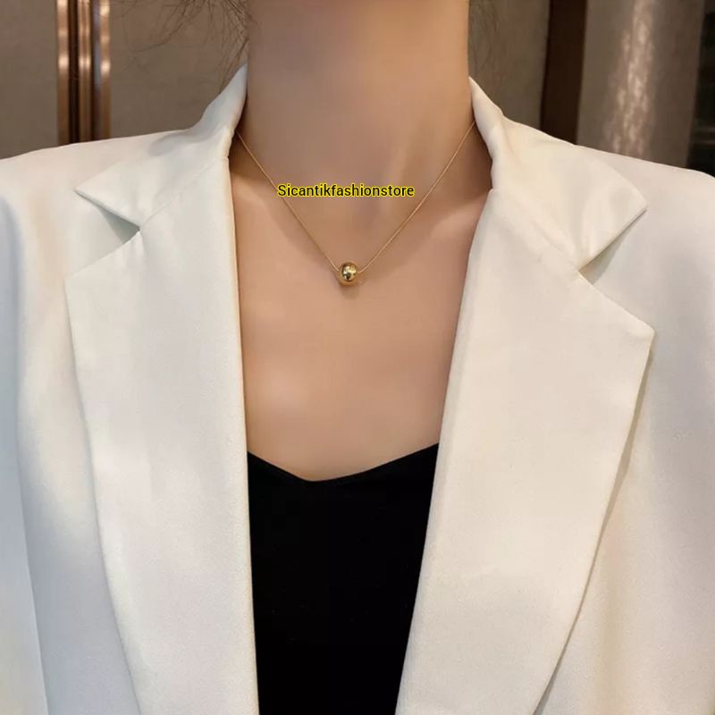 Kalung Titanium Gold Liontin Boba Viral Terbaru Terlaris Anti Karat Selamanya Fashion Wanita Kalung Wanita Korea Liontin Bulat K5 Gold Terlaris