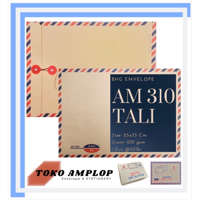 

Amplop Coklat AIRMAIL KANCING TALI 310 BHG 100 Gram