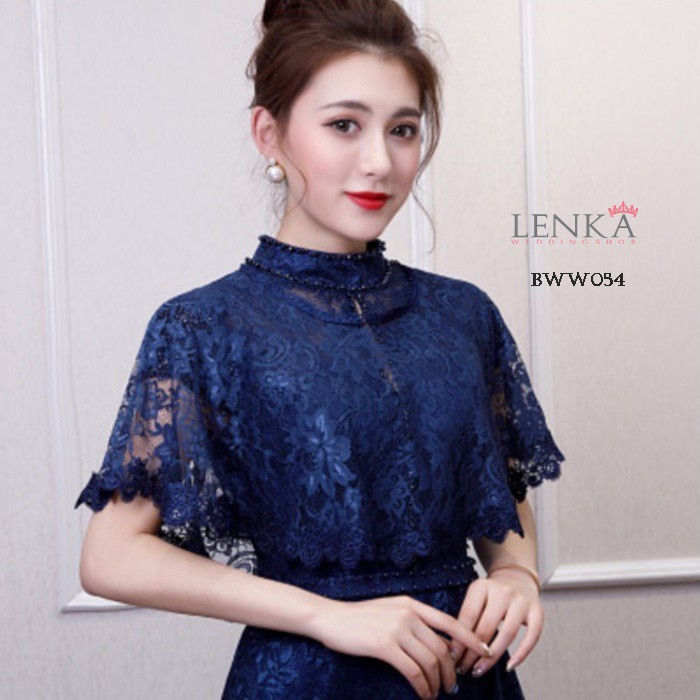 [SIAP KIRIM] AKSESORIS PESTA PERNIKAHAN BOLERO BROKAT NAVY WANITA BWW054