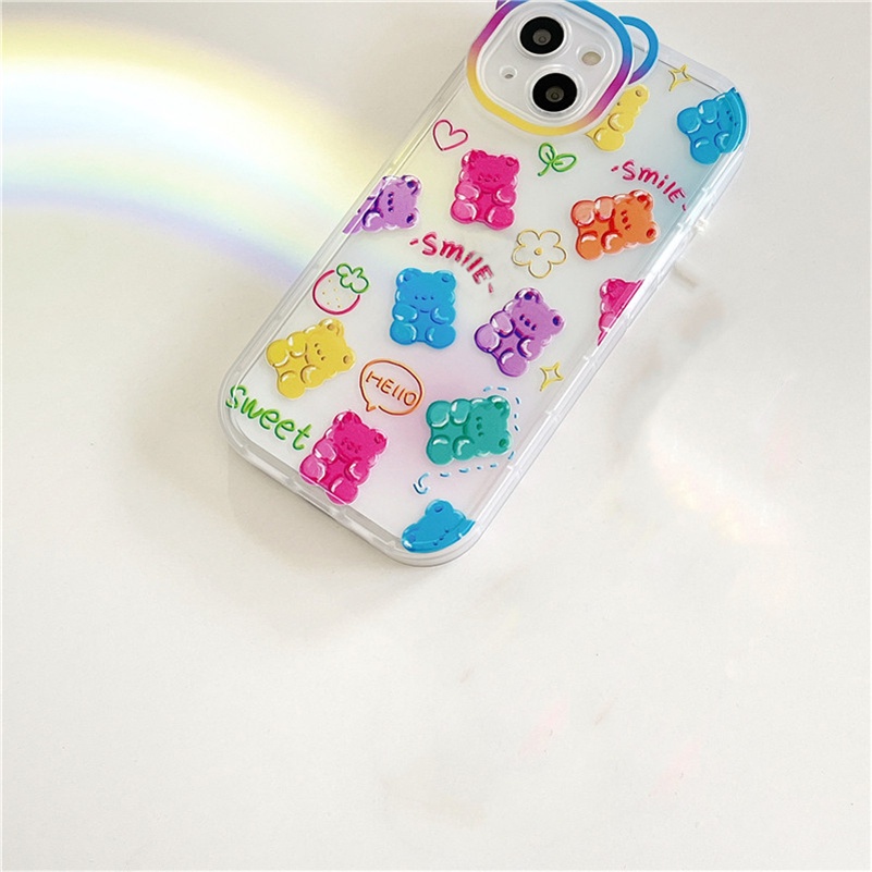 Soft Case TPU Motif Beruang Untuk iPhone 13 12 11 Pro Max X Xr Xs Max SE 2020 8 7 6 6s Plus