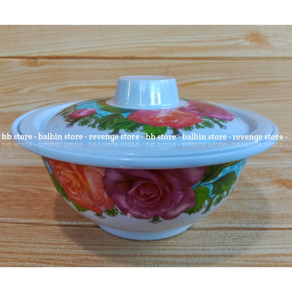 [balbin]mangkuk saji bulat melamin tutup motif rose-mangkuk saji tutup-17.5cm-mangkuk melamine tutup-terlaris dan termurah-bayar di tempat