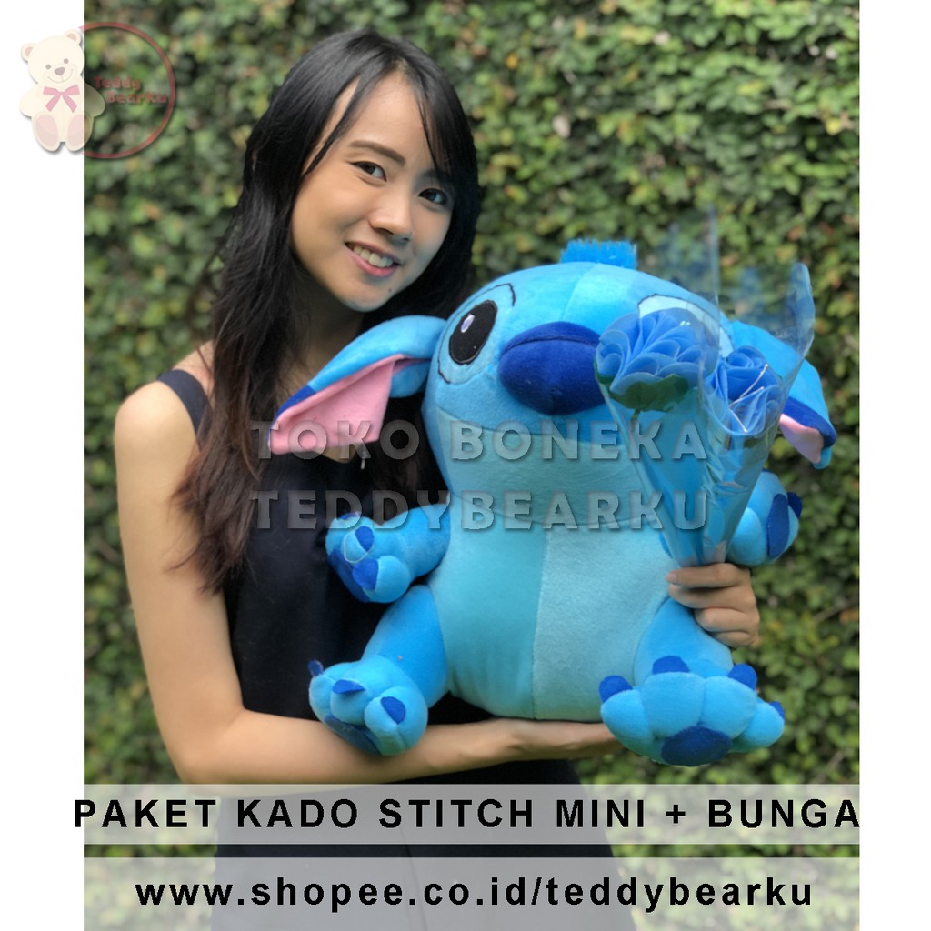 Promo Special STITCH Mini + Bunga (Sudah dibungkus kado)