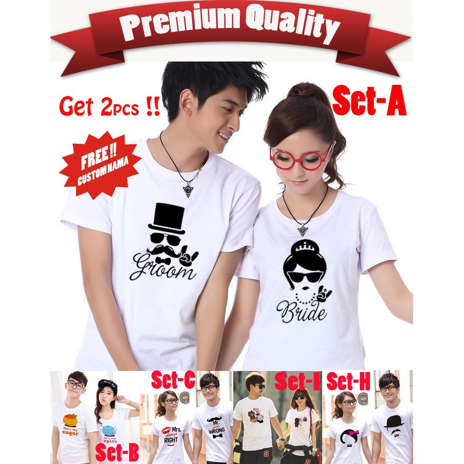 [FREE NAMA !!]  Kaos Couple Premium Quality - Get 2pcs!!