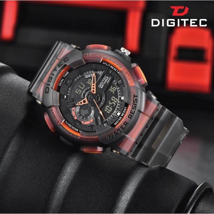 RECOMENDED JAM TANGAN DIGITEC 2020 T ORIGINAL WR 10BAR DUALTIME HITAM ORANGE ABU