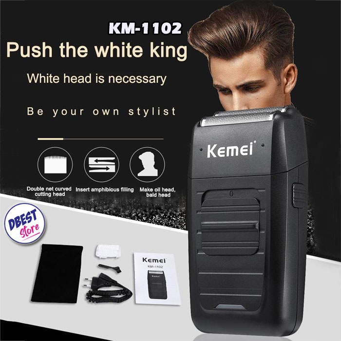 Pencukur  Kemei KM-1102 Alat Cukur Kumis /Jenggot Brewok Rambut -Recharger - Shaver Kemei KM 1102